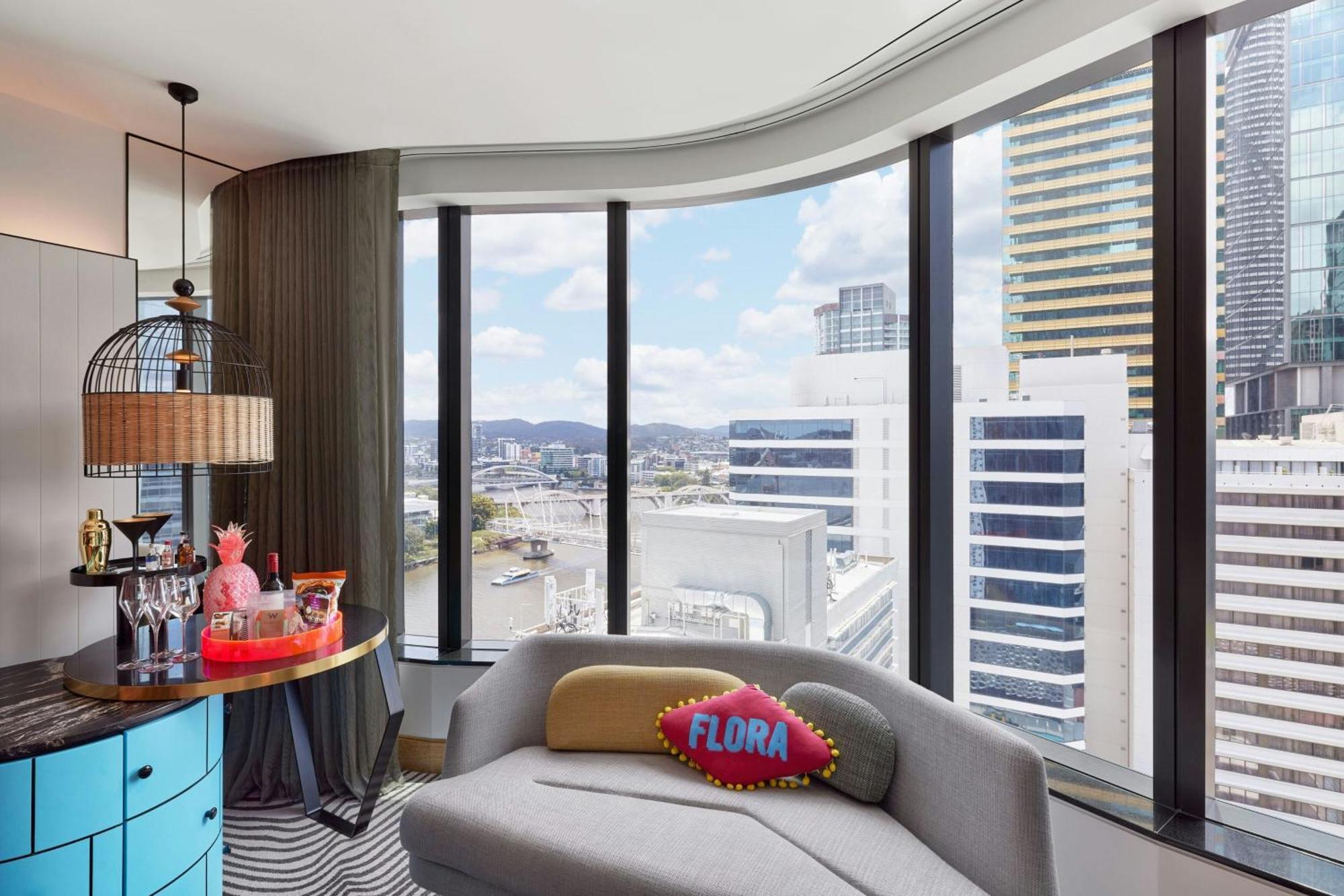 W Brisbane Hotel Exterior photo A view of the living room in a typical apartment at Flora
