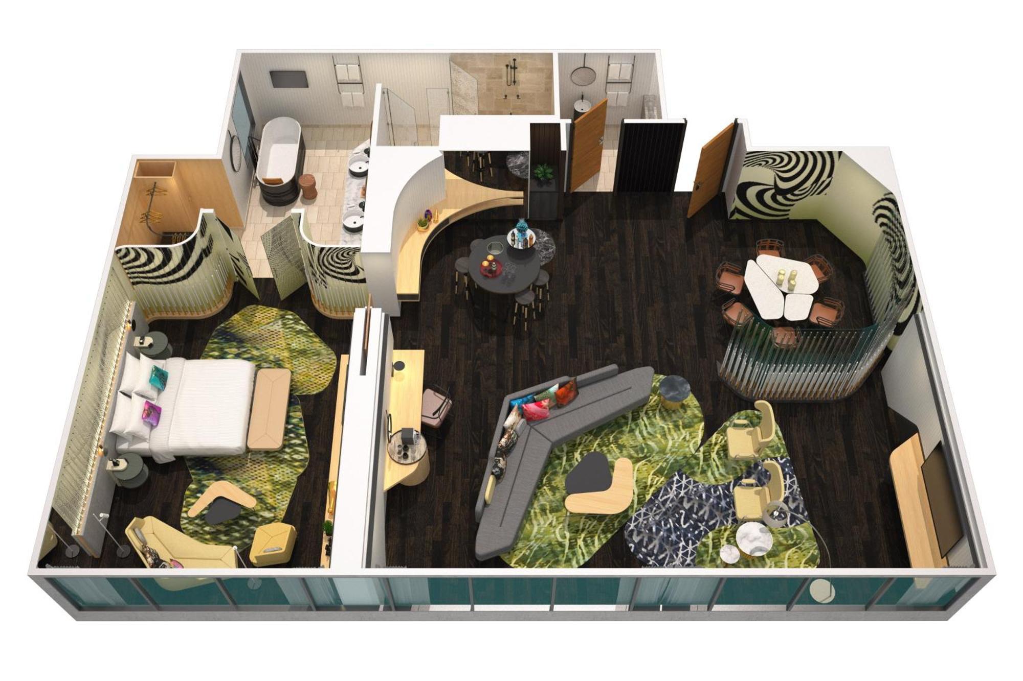 W Brisbane Hotel Exterior photo 3D floor plan of a suite